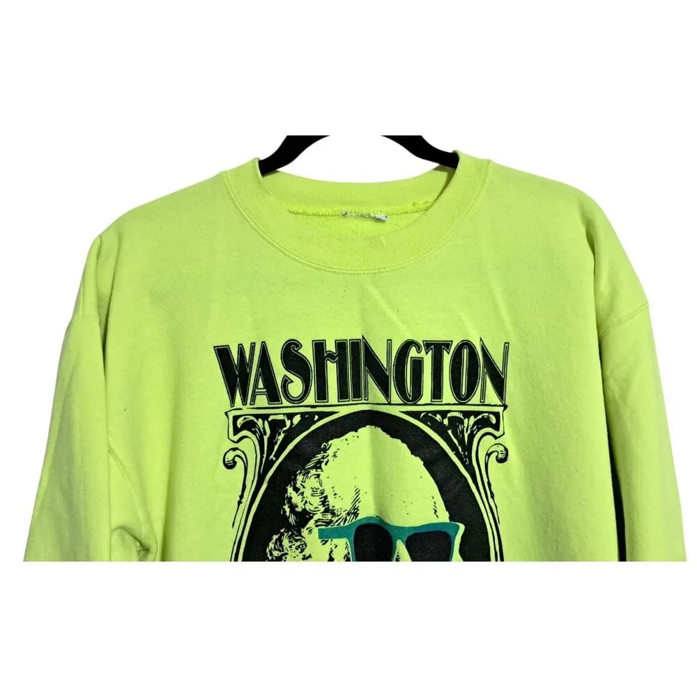 Washington Grown Graphic Neon Yellow Green Crewneck Sweatshirt By Disidual Mens‎